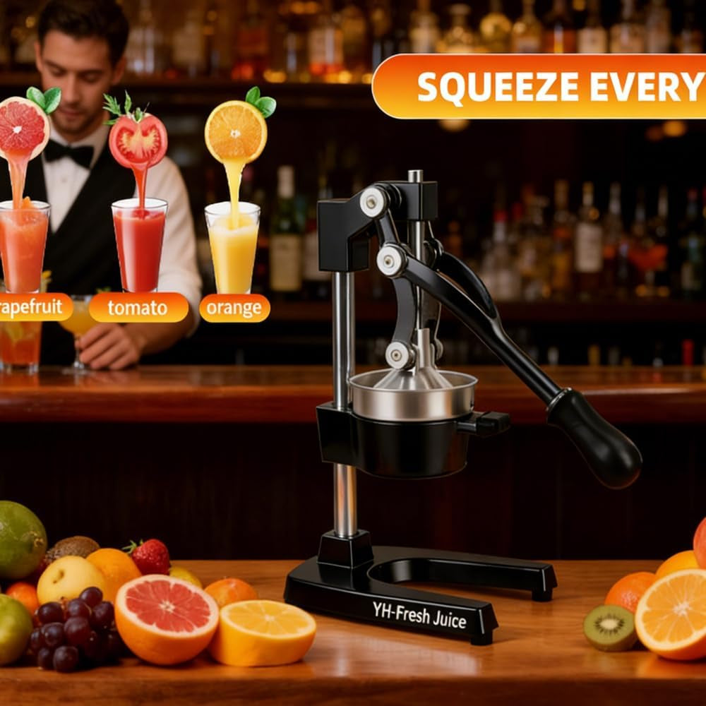 Juice.Hand Press Juicer Machine, Manual Orange Juicer and Professional Citrus Juicer for Orange Juice Pom Lime Lemon Juice,Home and Commercial Extractors Squeezer, Easy to Clean,Black