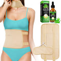 Castor Oil Pack Wrap Reusable for Waist and Neck, Castor Oil Pack Kit for Constipation Inflammation & Less Stress, Elastic Strap Bamboo Cotton anti Oil Leak (Khaki)
