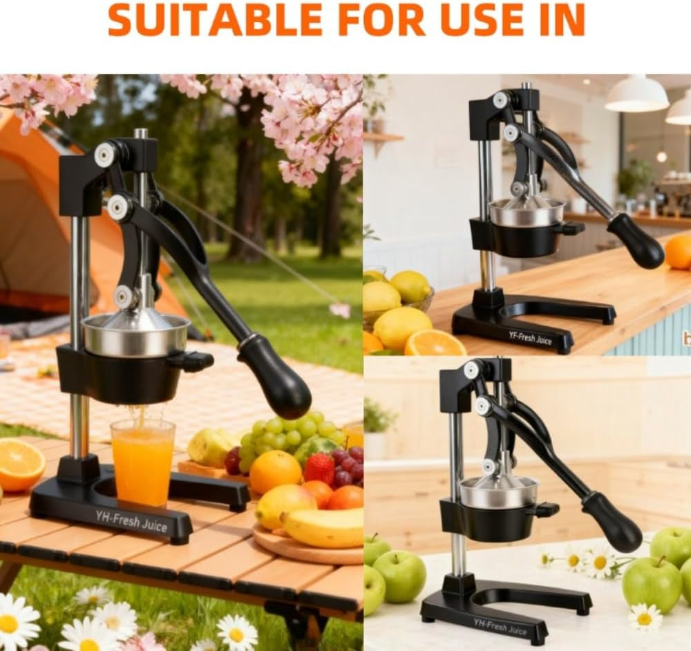Juice.Hand Press Juicer Machine, Manual Orange Juicer and Professional Citrus Juicer for Orange Juice Pom Lime Lemon Juice,Home and Commercial Extractors Squeezer, Easy to Clean,Black