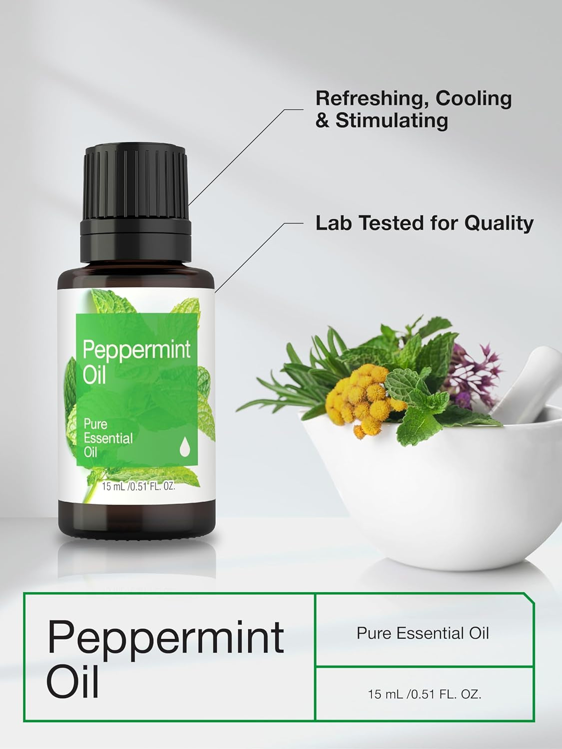 Peppermint Essential Oil | .51 Fl Oz (15Ml) | for Massage, Bath, Diffuser, Aroma Spray & More