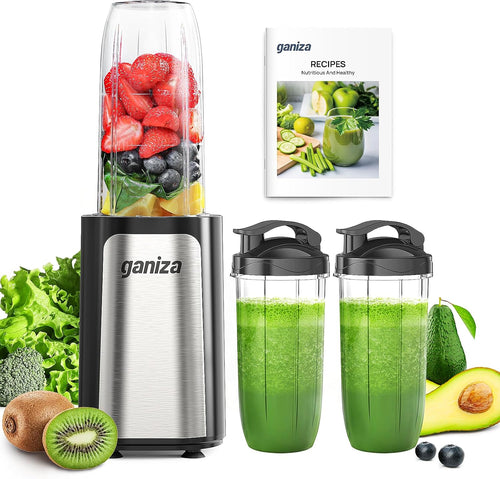 Blender for Smoothies, 14Pcs Personal Blender for Shake and Smoothies for Kitchen with 3 Portable Cups (1X24Oz & 2X17Oz), Single Serve Smoothie Maker, Nutritious Recipe