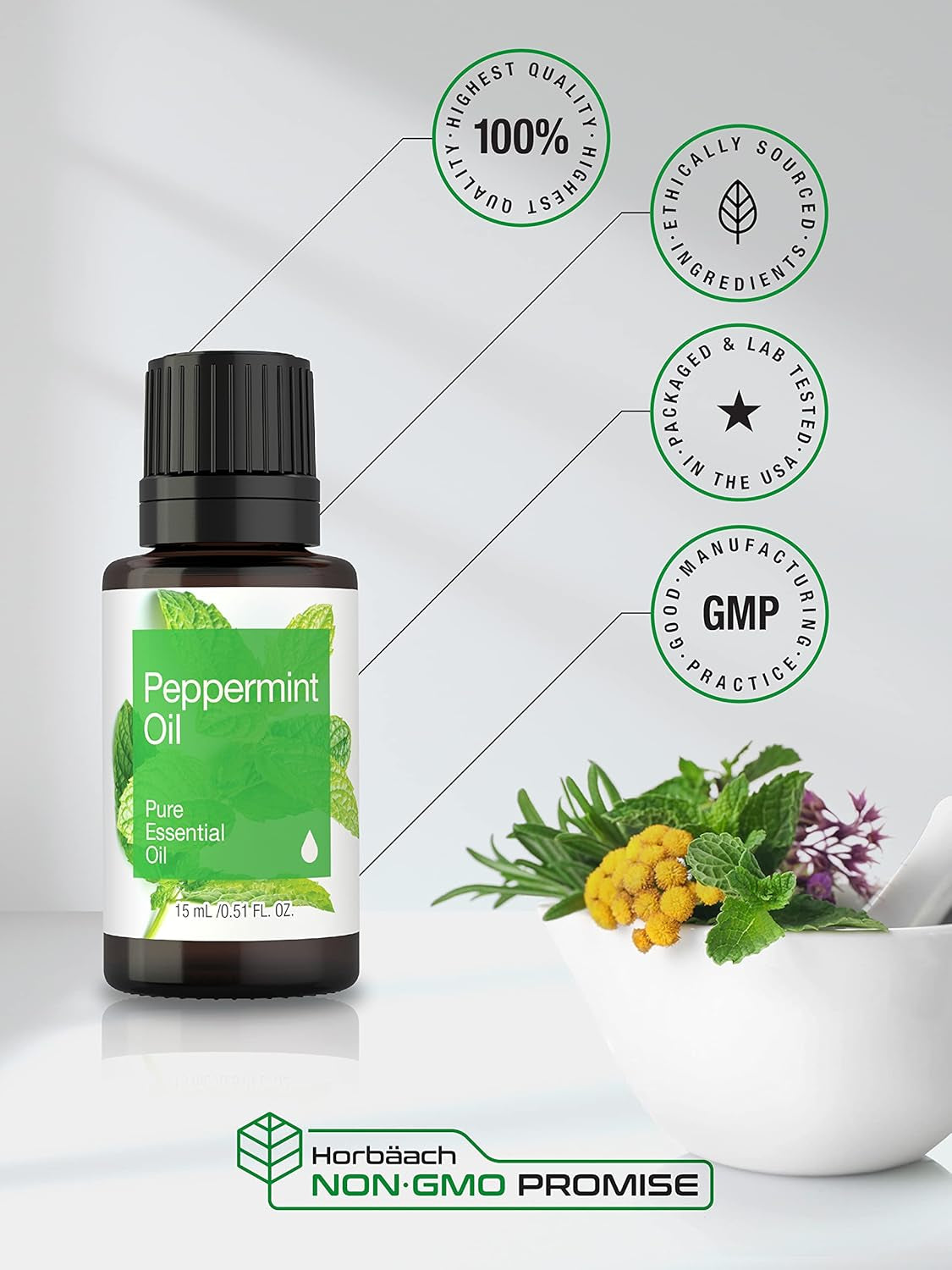 Peppermint Essential Oil | .51 Fl Oz (15Ml) | for Massage, Bath, Diffuser, Aroma Spray & More